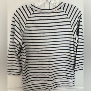 Loft Women Crew Neck‎ 3/4 Sleeve Navy/White Striped Top Shirt Nautical Preppy XS